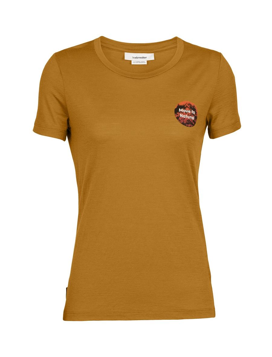 Clove Women's Icebreaker Merino Tech Lite II Short Sleeve Natural Alps T Shirts | USA 1604BEXC